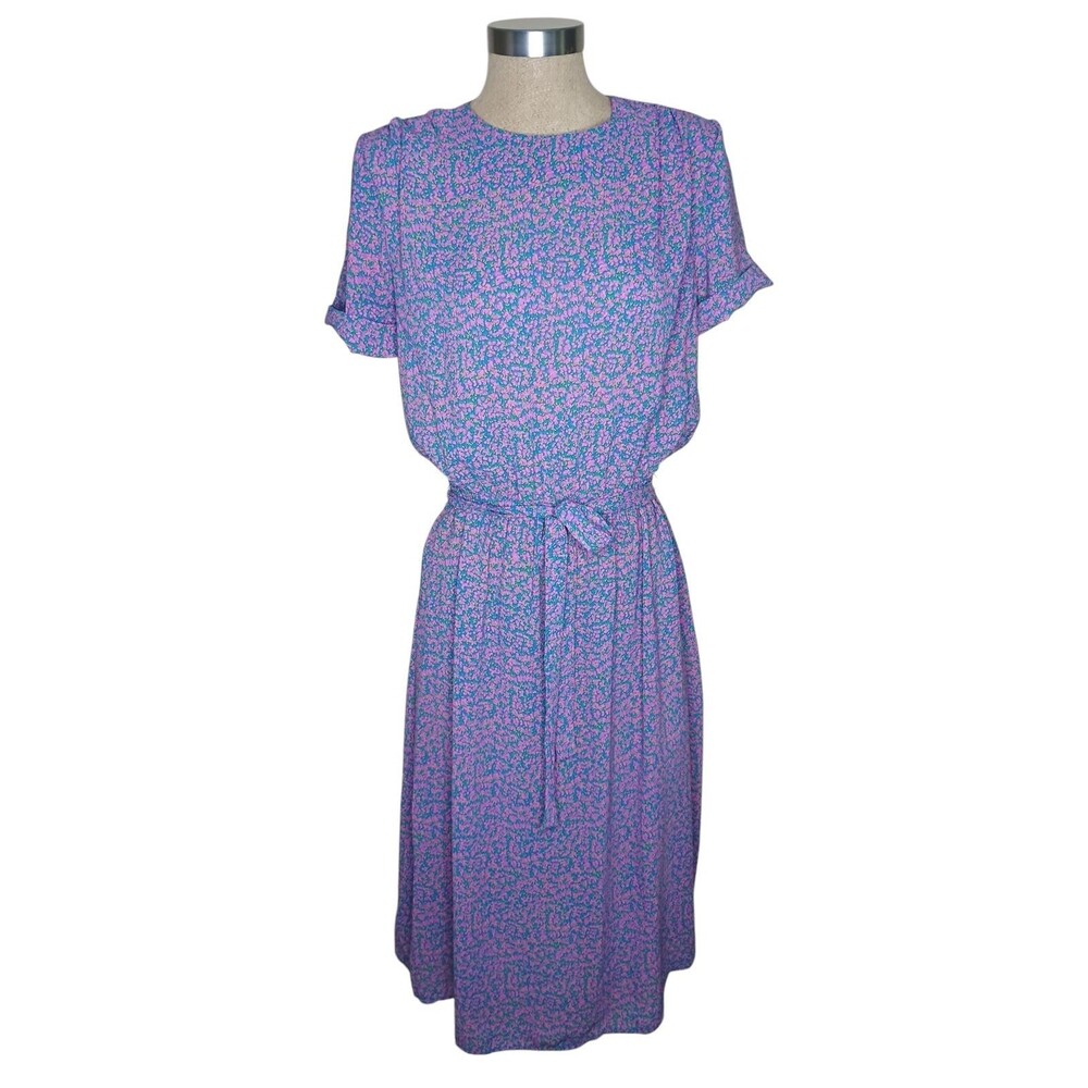 Vtg 1980s Dress Sz S Jodi Schwartz Bill Berman California Multicolor Floral